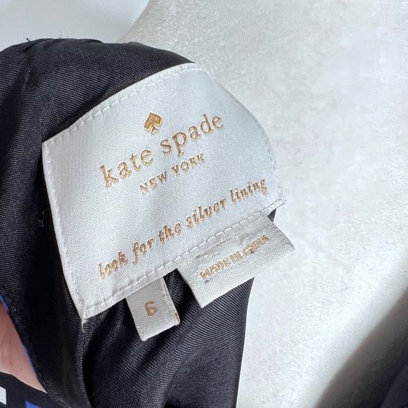 Kate Spade Fit and Flare Blue Black Square Print Dress 6 - Picture 4 of 5